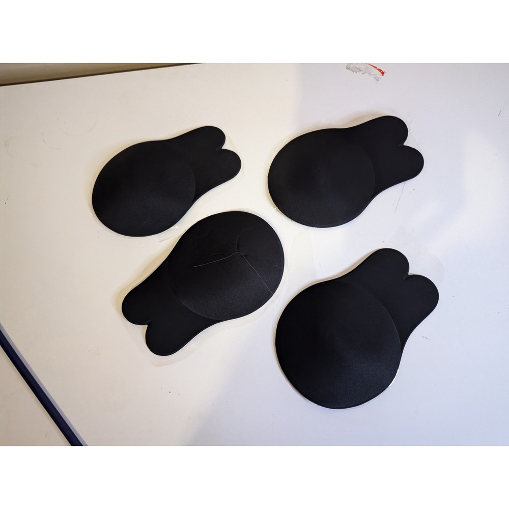 2 pair black reusable adhesive stick-on size C petal bra strapless wireless